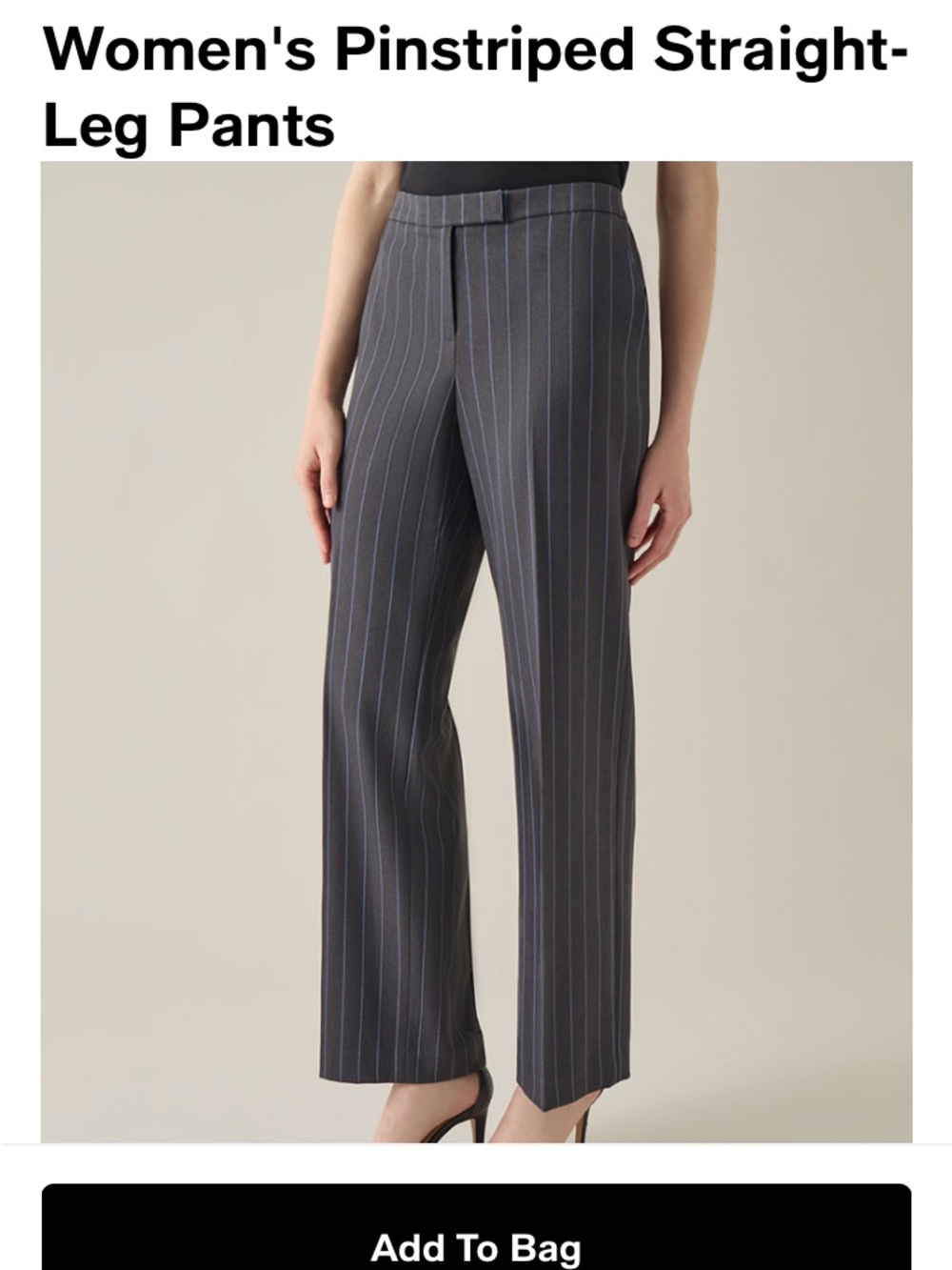 Kasper Gray Straight-Leg Pinstripe Pants with Blue Stripes